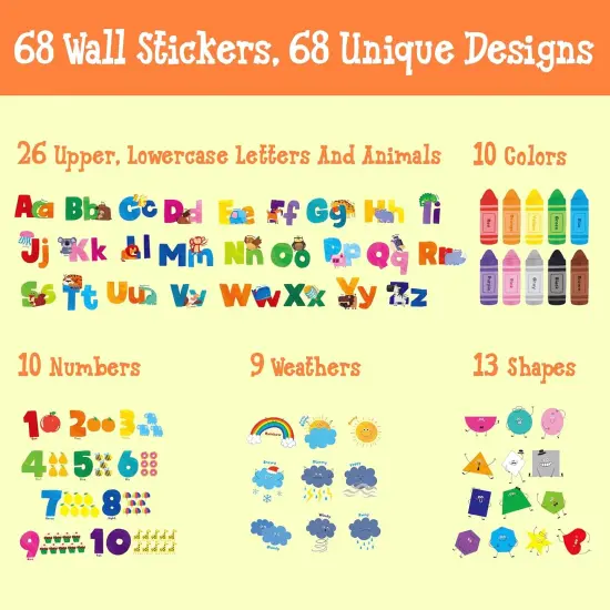 68 PCS Alphabet & Letters Wall Decals {2}