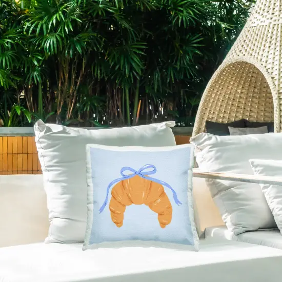 Stupell Industries Blue Bow Croissant Outdoor Printed Pillow design by Krissy Mast, 18 x 7 x 18 {2}