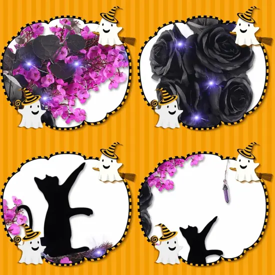 Halloween Wreaths Moon Cat Wreaths with Lights {6}