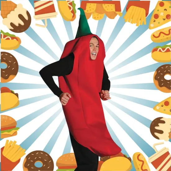 Chili Pepper Costume Spicy Red Food Tunic Funny One Piece Halloween Party Outfit Adult {6}