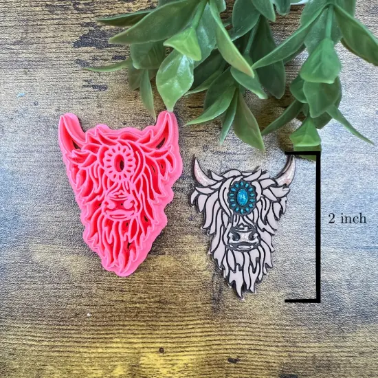 Concho Highland Cow Clay Cutter | Western Turqouise {2}