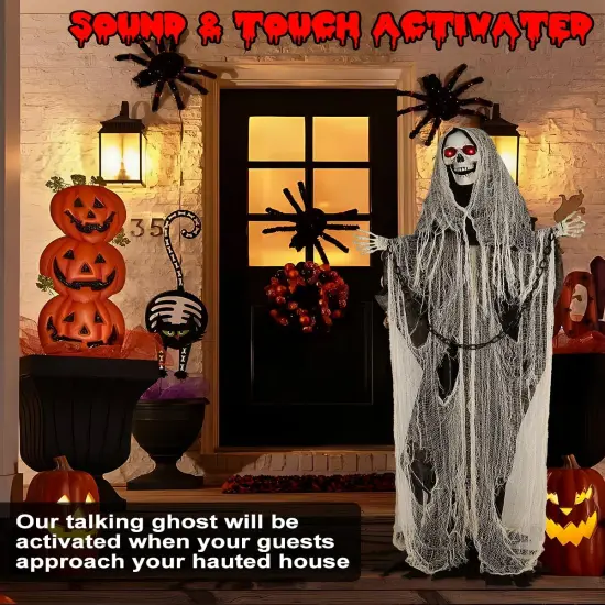 Life-Size Animated Grim Reaper Halloween Animatronic Decorations Outdoor {2}