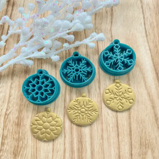 3 ROUND ORNAMENTS SET | CHRISTMAS 2023 | CLAY CUTTER SET {1}