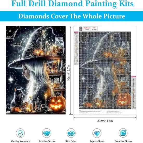 12x16 Inch - Halloween Retro Witch Diamond Painting Kits for Adults {4}