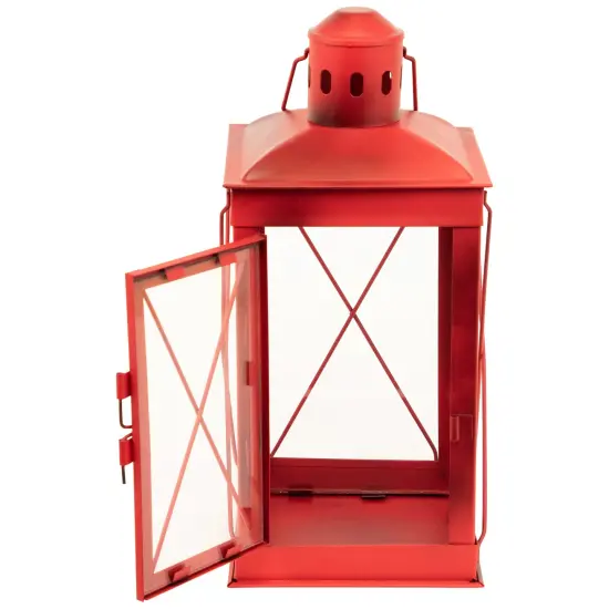 Northlight Mission Style Metal Candle Lanterns 12.25" - Red - Set of 2 {7}