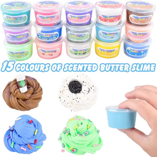 15 Pack Butter Slime Kit with Fruits Charms {3}