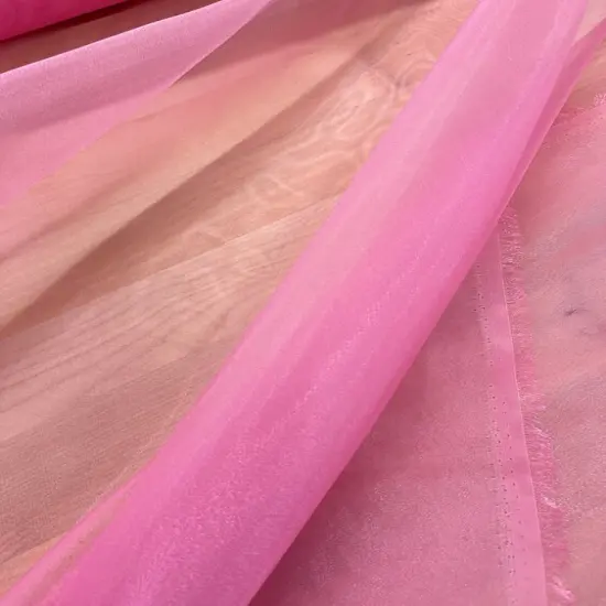 1 Yard Bubblegum Pink Sheer Crystal Organza Fabric for Sewing and Event Decor 58/59 inches wide {2}