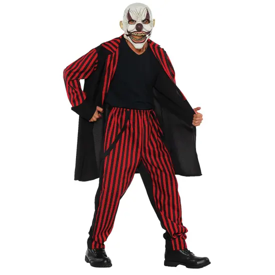 Sideshow Costume One Size Red And Black Striped Clown Jacket With Pants Set {1}