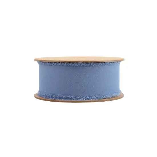 LaRibbons 1 1/2" Frayed Edge Chiffon Ribbon | 10 Yard Roll Blue {2}