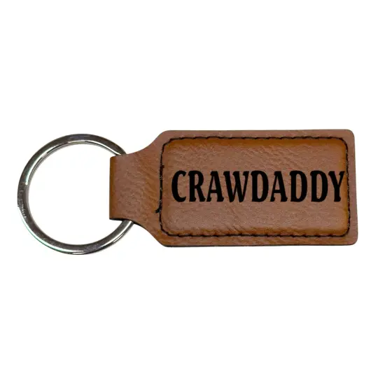Keychain - Rectangle - Crawdaddy - Leather Rustic/Gold {1}