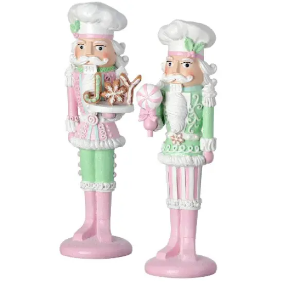 Festive 11.5" Resin Pastel Candy Nutcracker Set in Pink & Mint - Christmas Home Decor (Set of 2)-MTX68367 {2}