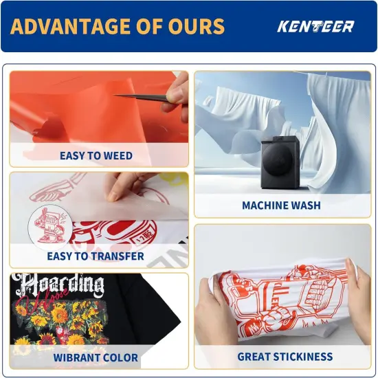 42 Pack 12"x10" Iron On Vinyl Sheets for Cricut/Silhouette with 13 Vibrant Colors {3}