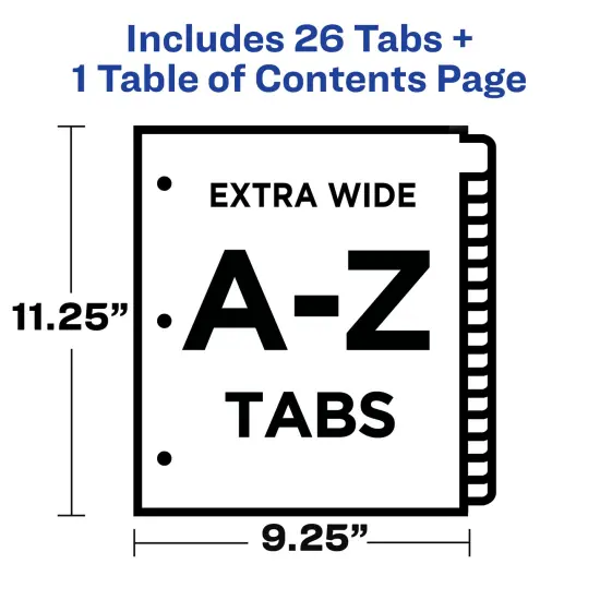 Avery Extra-Wide Dividers for 3 Ring Binders, 26 Tabs per Set, Customizable Table of Contents, Multicolor Tabs, Works Great with Sheet Protectors (11166) {3}