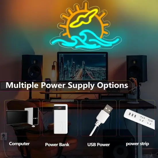 Summer Sunset Seabird Neon Sign for Wall D&eacute;cor - LED Wave Neon Light for Bedroom & Party Decor {4}