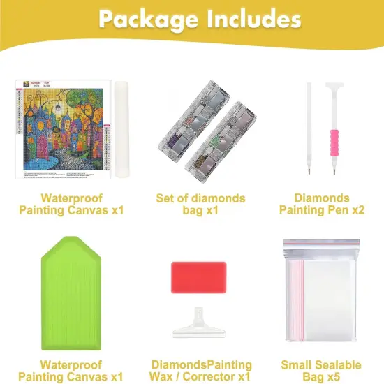 DIY Colorful Houses Diamonds Painting Kits for Adults, 5D Full Drill Diamond Art Painting Kits, Street Houses Gem Arts and Crafts for Home Wall Decor 12X12in {4}