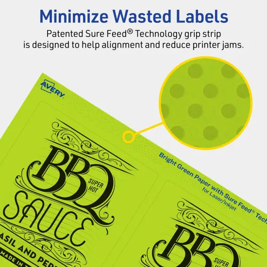 Avery Bright Green Paper Labels, 4.75" x 3.75" Rectangle {4}