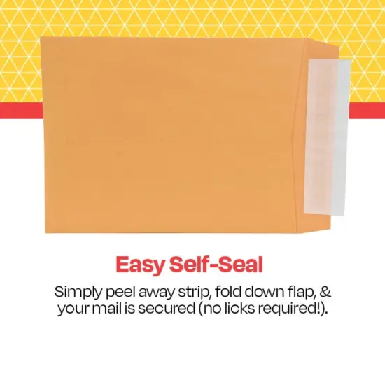 School Smart Kwik-Tak Envelopes, 10 x 13 Inches, 28 lb, Kraft Brown, Box of 100 {4}