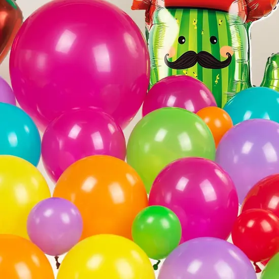 Fiesta themed balloon garland kit 150pcs Mexican Fiesta Party Decorations Arch With Cactus Llama Taco Avocado Chili Pepper Mylar Balloons for carnival Birthday Cinco De Mayo Taco Party Supplies {5}