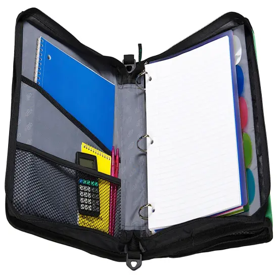 Case&middot;it Z-Design Zippered Binder with Tab File, D-Ring, 1-1/2 Inches, Red {3}