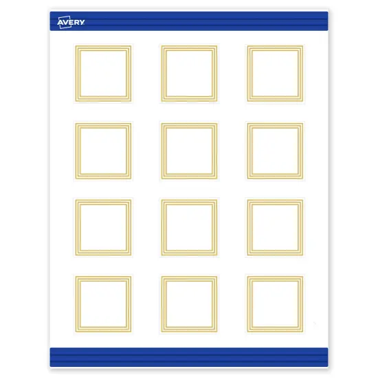 Avery Printable Square Cards, Gold Multi-Lined Border, 2" x 2", Matte White Square Cards, Laser/Inkjet, 120ct, Great for Business Cards {1}