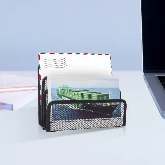Desk Mail Organizer Small File Holders Letter Organizer Metal Mesh Document/Filing/Folders/Paper Organizer for Desktop {5}