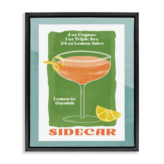 Stupell Industries Retro Sidecar Recipe Floater Framed Canvas Wall Art Design by Deane Beesley {1}