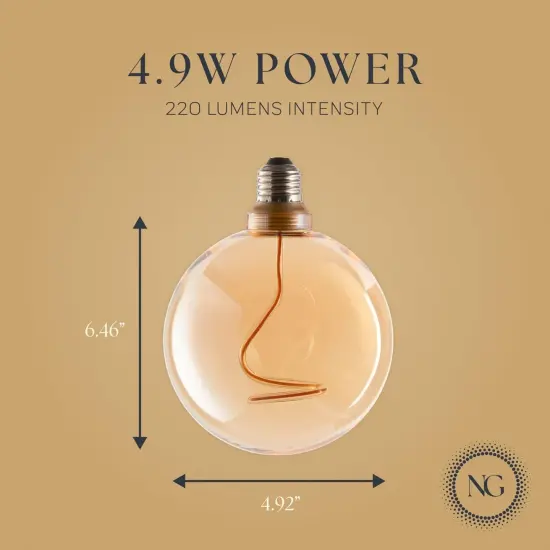 Next Glow Decorative LED Edison Bulb, Dimmable 2000K, E26, Oversized Globe Bulb {2}