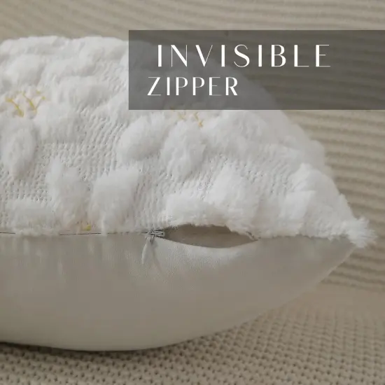 Spring Summer Pillow Covers 18x18 inch Set of 2 Farmhouse Decor Yellow Color Flower Heart Sunflower Soft Plush Faux Fur Jacquard Throw Pillows for Sofa Holiday Spring Home Decor PTK024C18 {6}