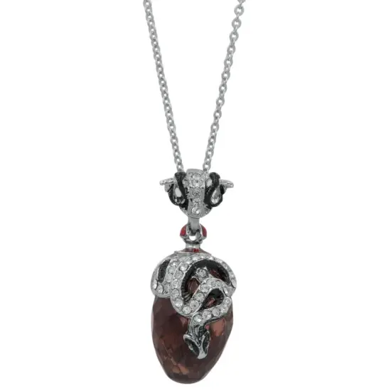 Regal Serpent: Royal Egg Pendant with Crystal Snake on Black Stone 20-Inch {1}
