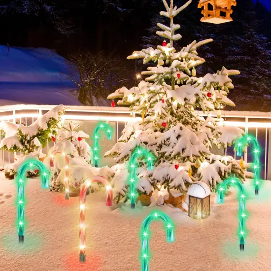 20PCS Replacement Stakes for Christmas Candy Cane Lights Outdoor, Plastic Candy Cane Pathway Markers Lights Spike Replacer, Size 0.68 * 6.05 Inches, Used to Maintain Candy Cane Pathway Lights 1 {4}