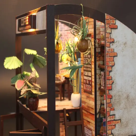 Miniature Wizardi Roombox Kit - Coffee House Dollhouse Kit {6}
