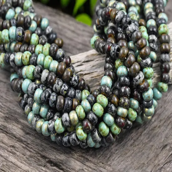 2/0 Aged Jade Jeweled Metallic Mix Seed Beads (20" Strand) {3}