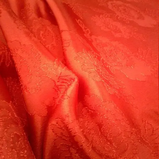 1 Yard Red Floral Jacquard Brocade Cotton Poly Fabric for Suits Fashion Upholstery {1}