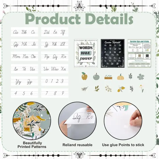 61Pcs Boho Alphabet Number Bulletin Board Set for Classroom Wall Decoration {2}