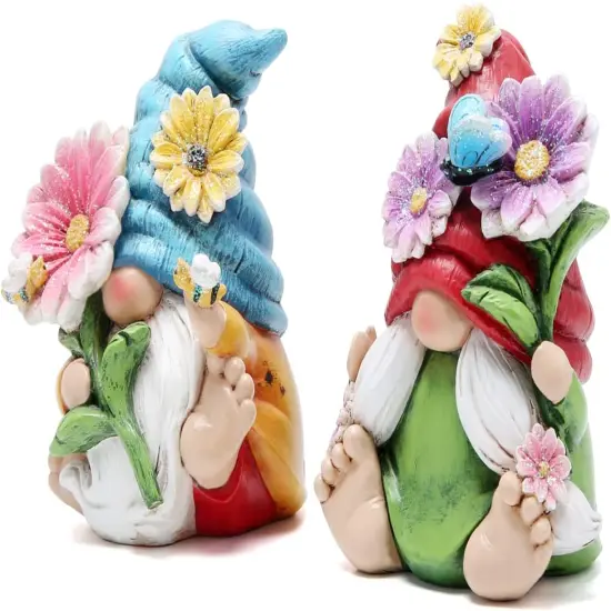2pcs 4" H Spring Summer Gnome Garden Decorations- Tomte Elf Fall Gnome Decorations Gifts {4}