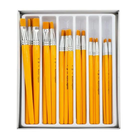RCVP-116 | Gold Taklon Standard Handle 30pc Flat Brush Value Set {2}