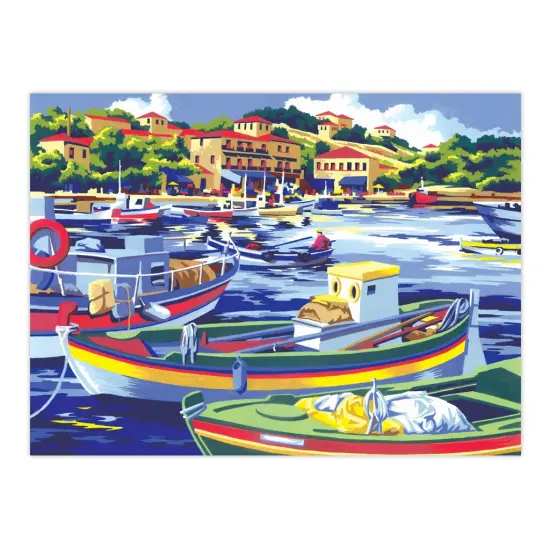 PAL6 | Painting by numbers™ 13pc 11.25" x 13.375" Mediterranean Fishing Boat Painting Project {2}
