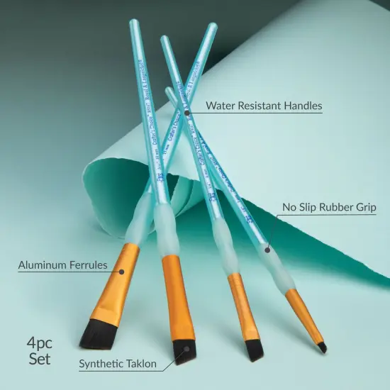 RCC 256 | Crafter's Choice&trade; 4pc Black Taklon Angular Brush Set {4}