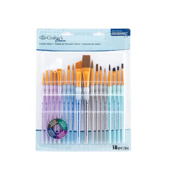 RCC 701 | Crafter's Choice&trade; 18pc Variety Taklon Brush Set {1}