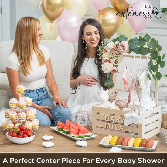 Wooden Baby Shower Crate Closet - Customizable Wooden Crate Box with Dual Rod System, Personalized Baby Shower Basket Alphabet Letters, Easy Assembly Baby Baskets for Baby Shower {5}