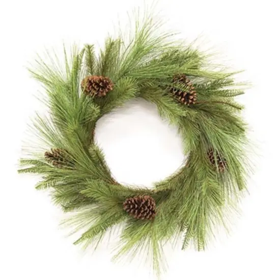 Woodland Pine Wreath with Pinecones 24" Natural Green Holiday Decor {2}