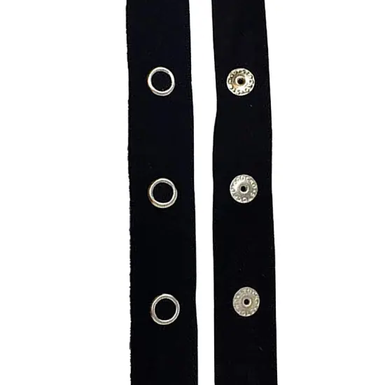 1/4" Snap Tape Cotton Twill, 1.5" Gap, Black/White, Silver Snaps Sold by the Yard {1}