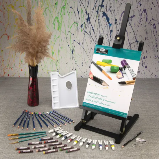 REA5740 | essentials&trade; 45pc Black Series Mixed Media H-Frame Easel Art Set {2}