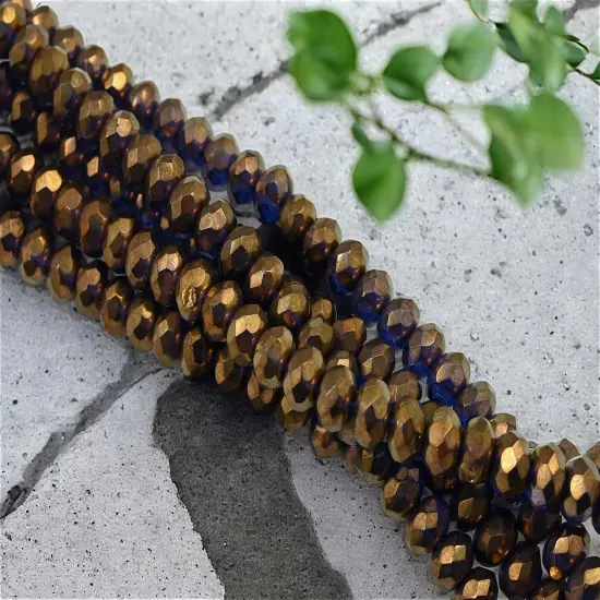 *25* 6x9mm Bronze Illusion Fire Polished Rondelle Beads {4}