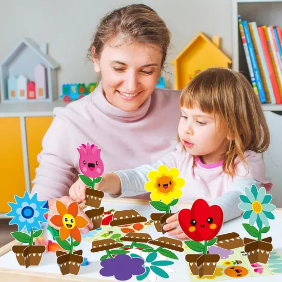 Flower Craft Kits, Make Your Spring DIY Flowers Craft Set Sun Mouth Eyes Stickers Springtime Flowers Decorations {3}