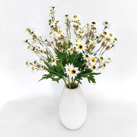 Summer White Daisy Artificial Flowers forTabletop Decor , Artificial White Daisies,6 Bouquets Fake Daisies Flowers,Faux Daisies for Home Table Centerpieces Arrangement Decoration (6, White) {1}