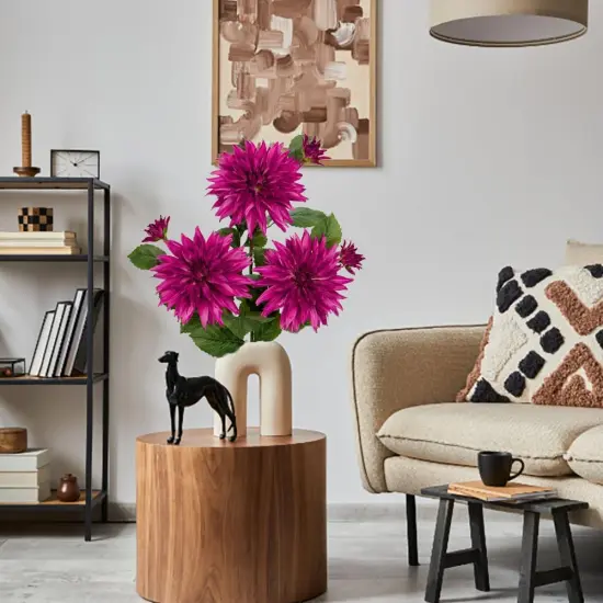 3Pcs Purple-Pink Artificial Dahlia Flowers 29.5" Fake Flower Silk Flowers with Long Stem Floral Arrangements Bouquets Faux Dahlias Flowers for DIY Wedding Party Centerpieces Office Home Decor {3}