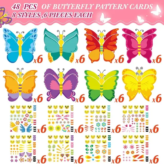 48 Pcs Spring Butterflies Craft Kits for Kids Spring DIY Art Craft Kits Make Your Own Butterfly Paper Craft Set DIY Butterflies Ornament Crafts for Kids Ages 3, 4, 5, 6, 8, 12 {2}