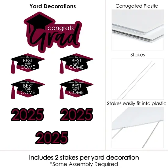 Big Dot of Happiness Maroon Grad Class of 2025 Outdoor Decorations - Graduation Yard Signs - Set of 8 {6}