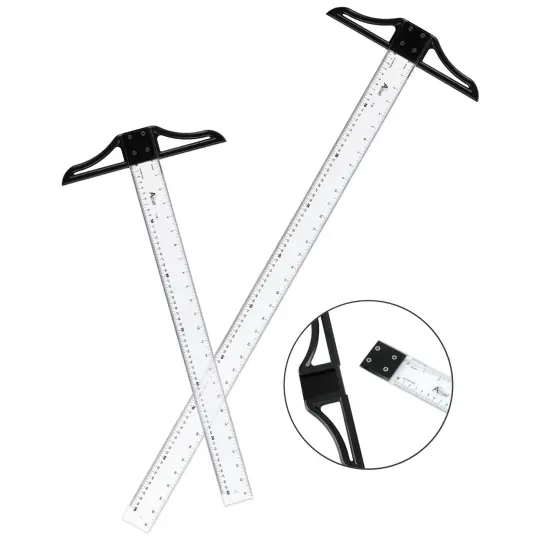Acurit Detachable T-Square with Clear Acrylic Blade, Precise 90&deg; Angle, Dual Inking Edges, Inch/Centimeter Markings, Beveled Edges, T Square Ruler with Protective Cloth Carrying Case {2}